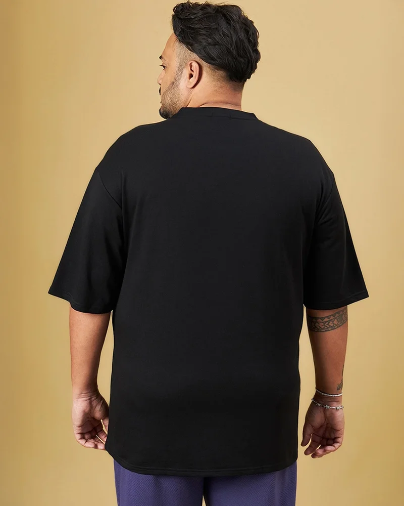bewakoof  Men's Black Oversized Plus Size T-shirt for Men | Best Price UAE